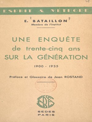 cover image of Une enquête de trente-cinq ans sur la génération